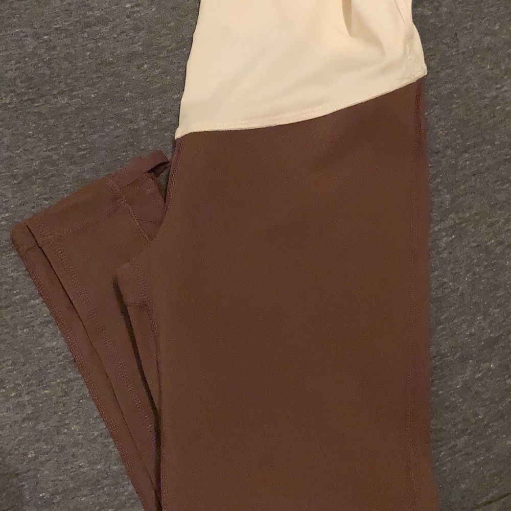 Pink blush crop maternity workout leggings